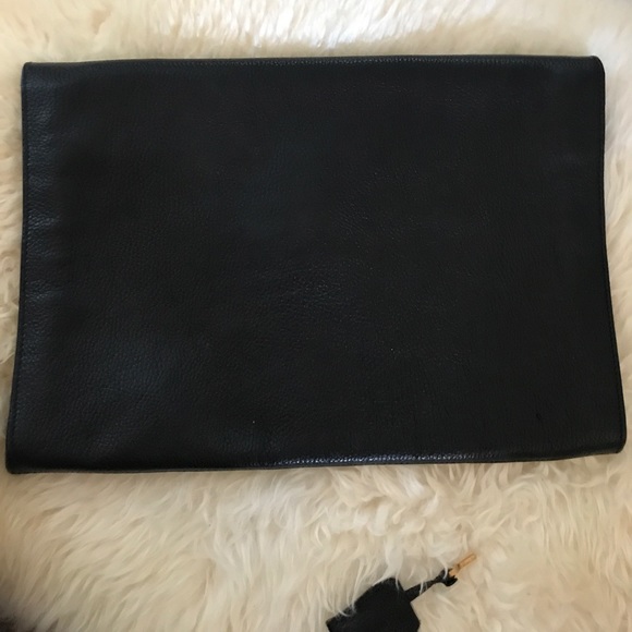 Rare Scully & Scully black 100% pebbled Leather oversized Envelope Clutch - Picture 8 of 10